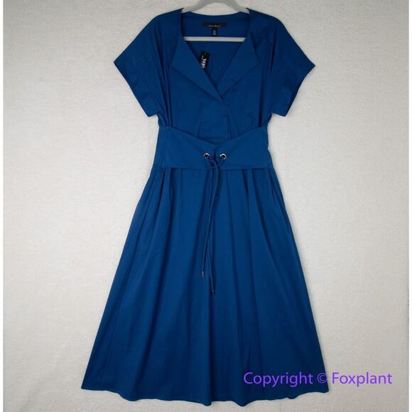 New! White House Black Market Short Sleeve Collar Poplin Midi Dress, size S - Picture 4 of 16